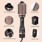 Hair Dryer Brush Set, Multifunctional Hot Air Brush for Salon Blowouts, Negative Ion Technology & Quick Drying, Shiny and Less Frizz, Blush Gold