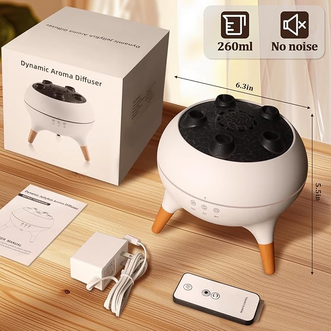Essential Oil Diffuser for Home, Bedroom Humidifiers, Air Scent Aroma Aromatherapy Ultrasonic Humidifier Machine Timer Small Mini difusor de Aromas para casa Living Room Office Decor Gifts Jellyfish