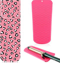 Shappy 2 Pcs Curling Iron Travel Case Cover Heat Resistant Flat Iron Holder Case Sleeve Neoprene Straightener Holder and Silicone Hot Hair Tools Mat Bag(Leopard Style)