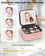 Makeup Bag With LED Mirror, Travel Makeup Case with Light up Mirror Large - Image 3