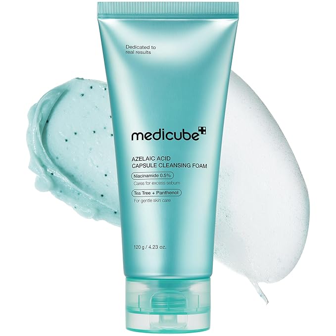 medicube Facial Cleanser Azelaic Acid Capsule Foam Cleanser | Soothing Daily Cleansing Foam For Troubled Skin & Excess Sebum Control | Uneven Skin with Niacinamide, Glycerin | Korean Skincare, 4.23 oz