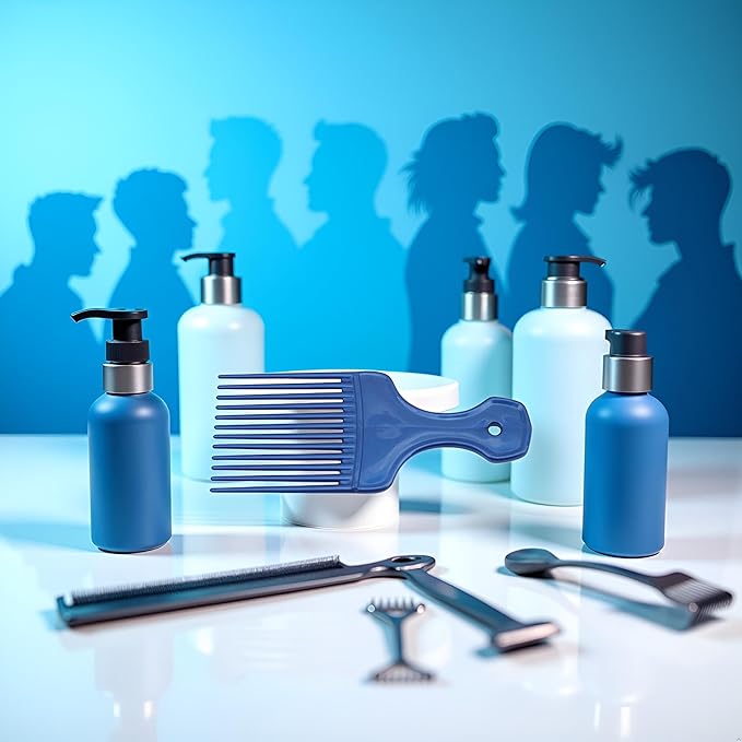 Blue Salon-Style Hair Pick and Barber Comb, Pick Comb for Curly Hair and Parting Care for Thick Quality Barber Supplies, Styling Tools and Appliances, Hair Combs