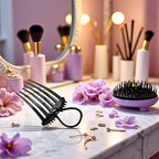Black Cute for Bandette Comb, Comb with Elastic Band,Ponytail Bump It Up Volume Inserts Combs Fluffy Hair Comb Hair Styling Tool, Elastic Rubber Band Hair Combs