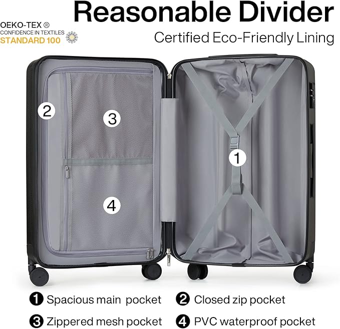 Hanke 20 Inch Carry On Luggage 22x14x9 Airline Approved Lightweight PC Hard - Image 5