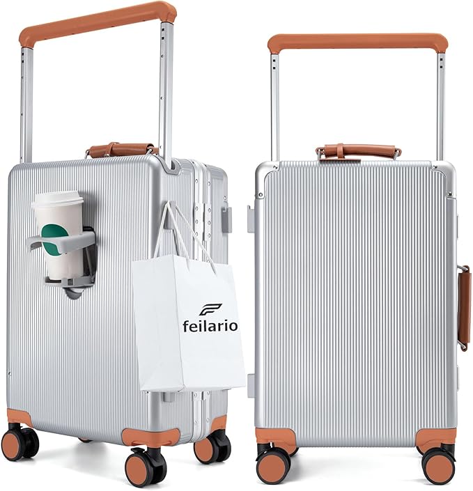 feilario 20'' Aluminum Frame Wide Handle PC Hardside Carry On Luggage by feilario