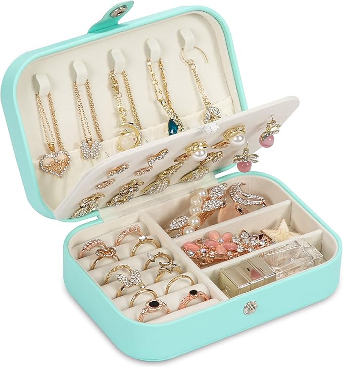 Travel Jewelry Box, PU leather Small Jewelry Organizer by XZUZ