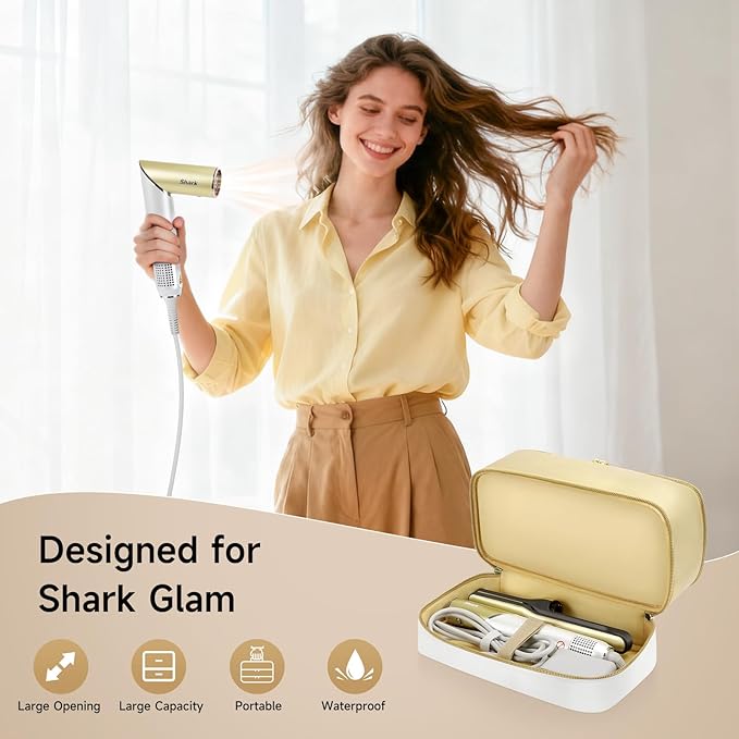 Travel Hair Dryer Case for Shark Glam, Portable Hair Tools Bag for Shark FlexFusion, Double-Layer Storage Carrying Case for Shark FlexStyle Blow Dryer, Silki Straightener & Glossi Attachments Holder
