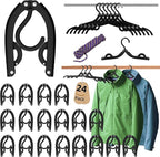 24 Pcs Black Travel Hangers Foldable by Pansyling