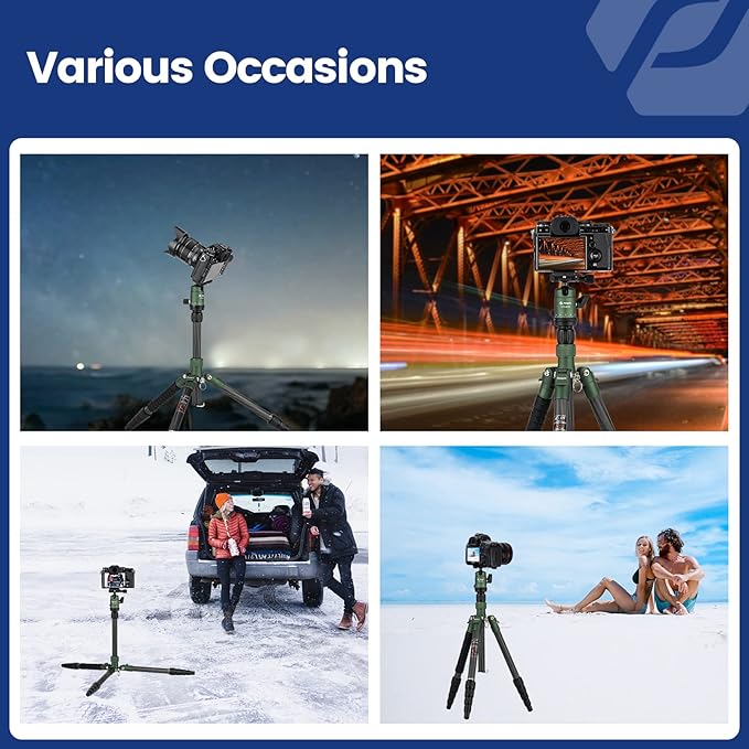 Fotopro 59" Carbon Fiber Travel Tripod, Compact Camera Tripod - Image 7