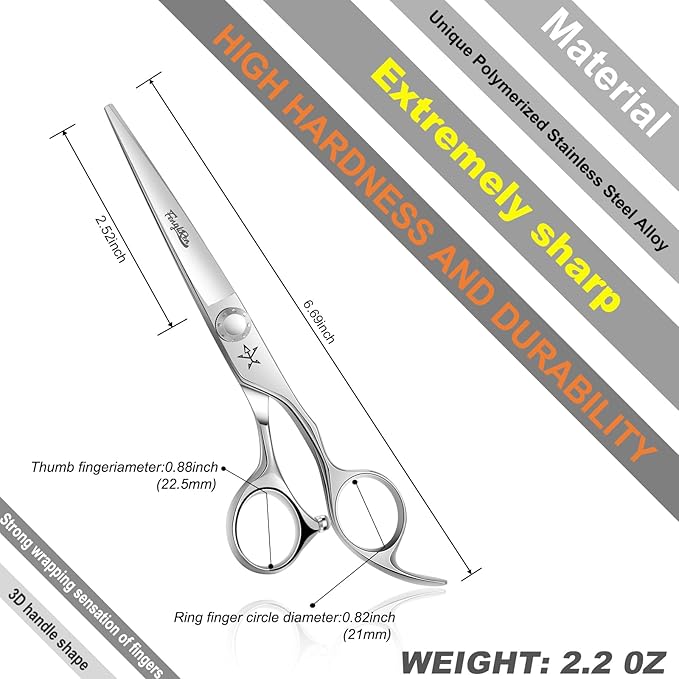 High-end Professional Extremely Very Sharp Barber Hair Cutting Scissors Hairdresser Shears For Hair 6 Inches Haircut Scissor Made Of Stainless Steel Alloy For Hairdressing Salon and Home Use