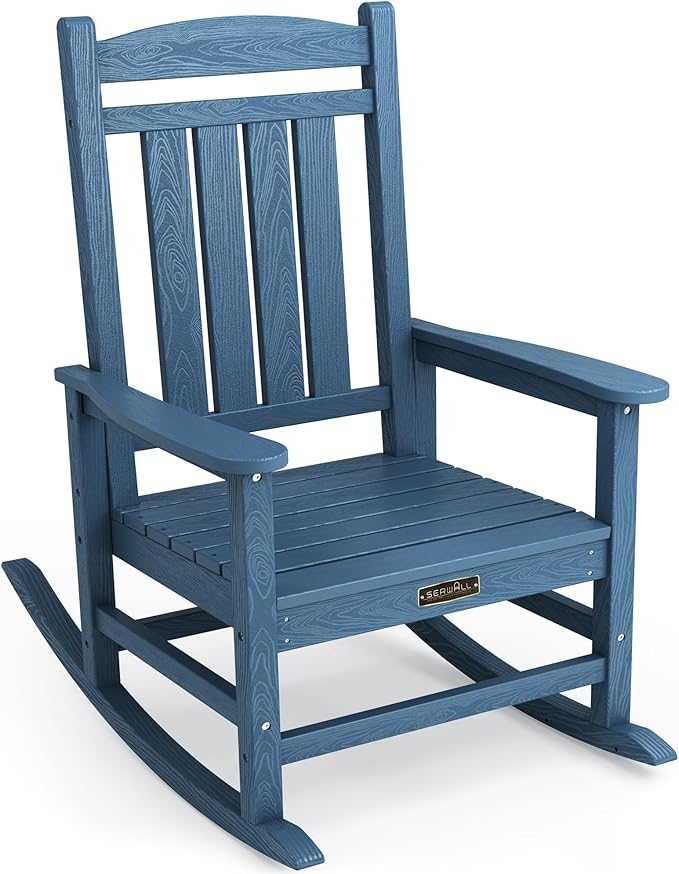 SERWALL Outdoor Rocking Chair, HDPE Patio Rocking Chair All-Weather Porch Rocker by SERWALL