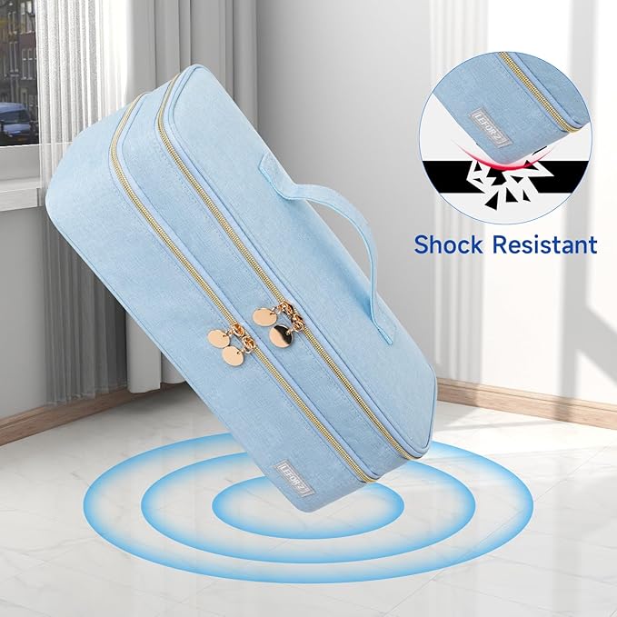 Travel Carrying Case Compatible with Revlon One-Step/Lange Hair Dryer Brush/Volumizer/Styler/Hot Tools,Portable Storage Organizer Bag Compatible with Shark FlexStyle/Dyson Airwrap Styler,Blue