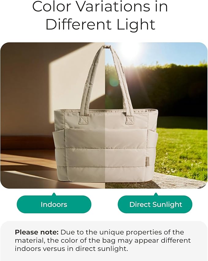 BAGSMART Tote Bag for Women, Lightweight Puffy Tote Bag - Image 3