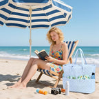 LEDAOU Large Beach Tote Bag Women Waterproof Sandproof Zipper Beach Tote Bag - Image 5