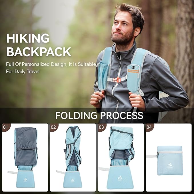 15L Small Hiking Backpack for Women Men Lightweight Packable Backpack Foldable - Image 6