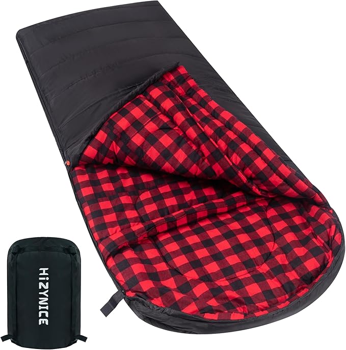 0 Degree Sleeping Bag 100% Cotton Flannel XXL by HiZYNICE