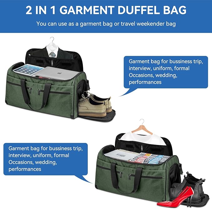 Bukere Garment Bags for Travel, Large Convertible Garment Duffel Bag for Men - Image 6