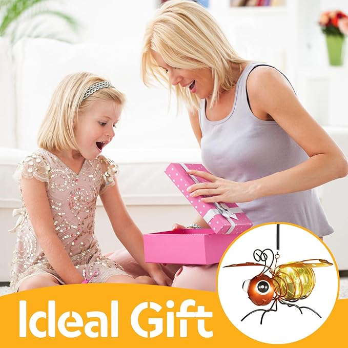 2 Pack Bee Solar Outdoor Hanging Lantern Creative Small Sculpture Lights - Image 4