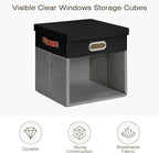 Fabric Storage Cubes with Clear Windows and Lids, Decorative Storage Boxes - Image 3