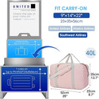 For United Airlines Foldable Carry on Bag 22x14x9 Travel Duffel Bag Packable - Image 2