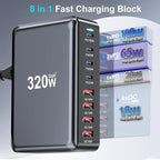 320W USB C Charger Block, 8-Port Fast USB Charging Station Hub PD 100W GaN Ⅲ - Image 3
