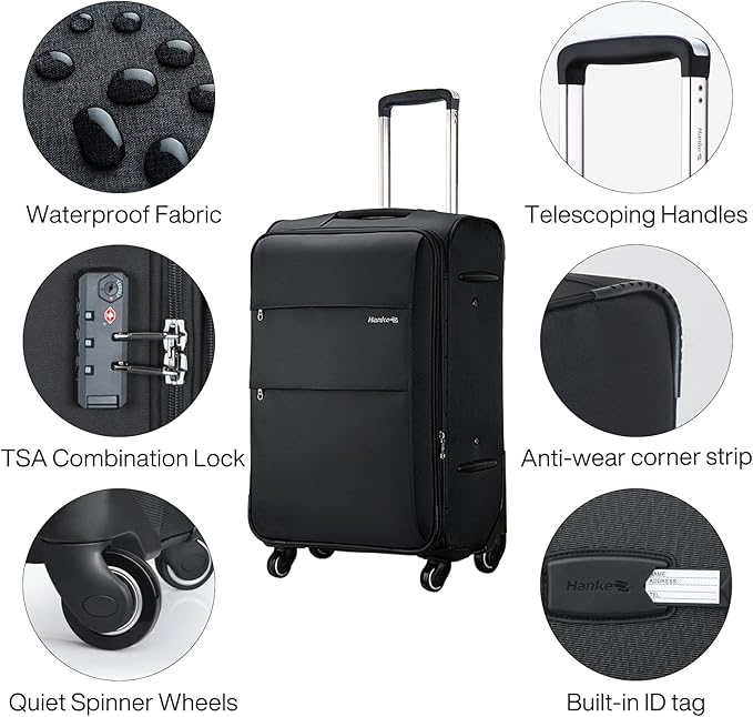 Hanke 20 Inch Expandable Carry On Luggage 22x14x9 Airline Approved Softside - Image 4
