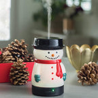 Airome Snowman Medium Porcelain Essential Oil Diffuser|100 mL Humidifying Ultrasonic Aromatherapy Diffuser 8 Colorful LED Lights, Intermittent & Continual Mist, Auto Shut-Off, White