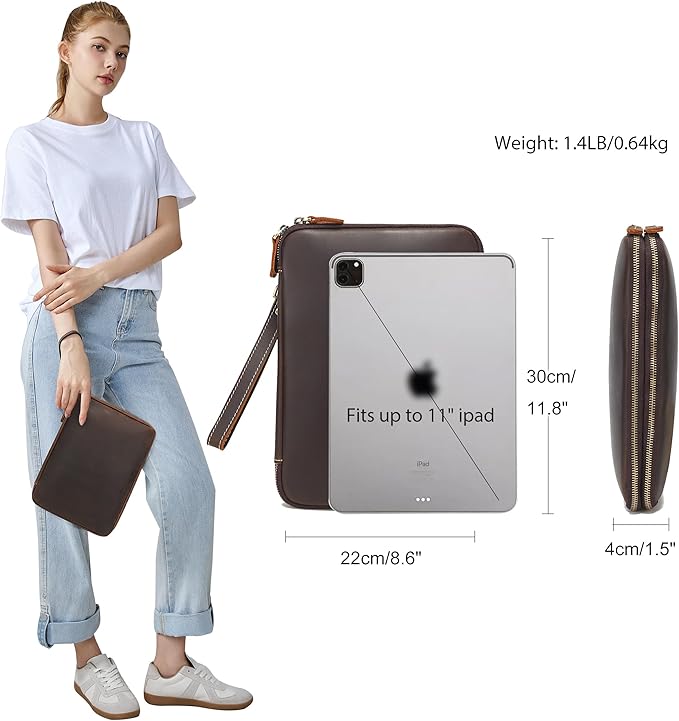 LANNSYNE Full Grain Leather Travel Cable Accessories Bag, Electronic Organizer - Image 2
