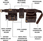 Ox Pro Drywall Tool Belt - 22-Pocket Leather Tool Belt Pouches - Belt (XL) Made of Oil-Tanned Leather with Double-Stitching and Steel Rivets - OX-P263806