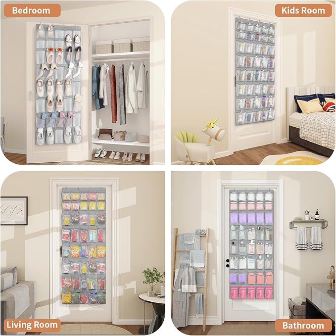 FENTEC 40 Large Pockets Over The Door Shoe Organizer, Mesh Hanging Shoe - Image 5