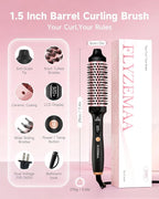 Thermal Brush, FLYZEMAA 1.5 Inch Curling Iron for Long Dry Hair, Heated Round Brush Straightener with 3 Temp Settings, 30s Fast Heat for Curling & Volumizing, Anti-Scald Nylon Bristles(Black)