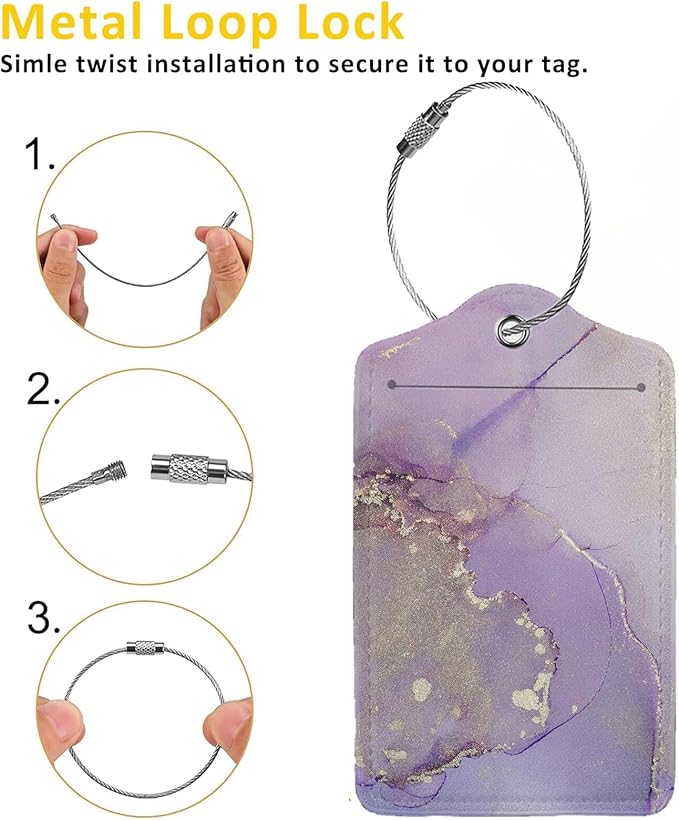 Light Purple Marble Luggage Tag Personalized Luggage Tags - Image 3