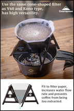 CAMPINGMOON Collapsible Coffee Dripper Pour Over Camping Outdoor 304 Stainless - Image 5