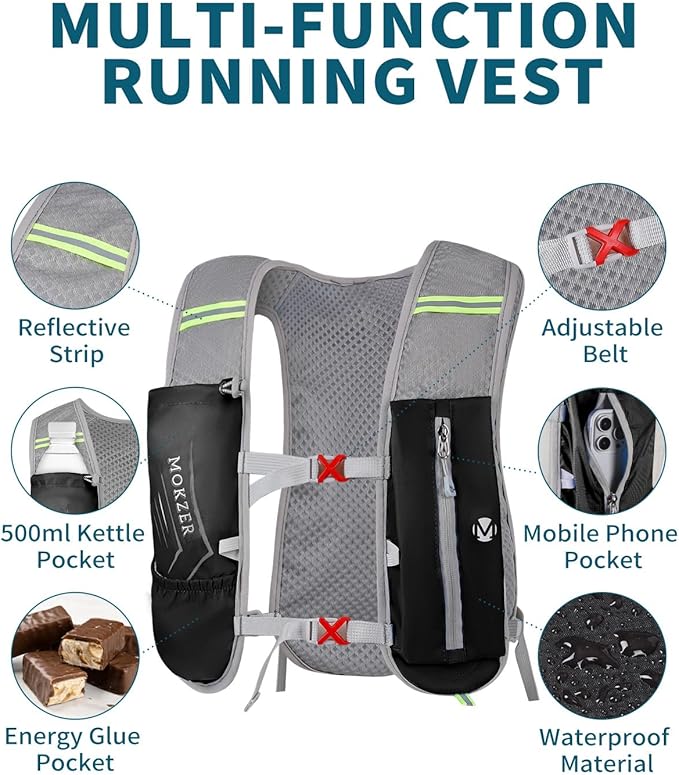 Running Hydration Vest with a 2L Water Bladder, Hydration Pack Lightweight - Image 2