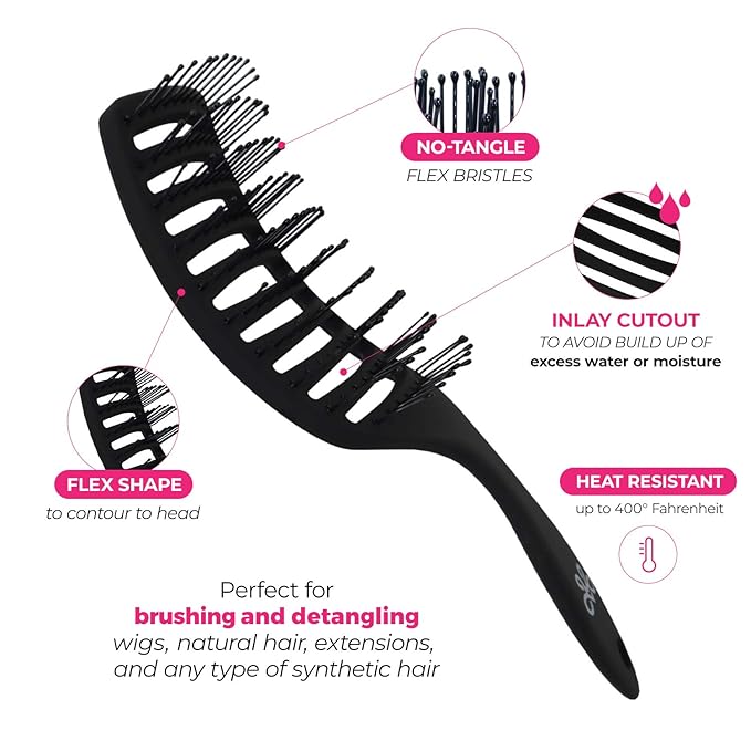 Milano Collection Women's & Men's Wet & Dry Detangler Brush For Styling Wigs & Curly, Straight or Wavy Natural Hair, Gentle Detangling Hair Brushes wide bristle design untangles hair like a Pro
