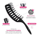 Milano Collection Women's & Men's Wet & Dry Detangler Brush For Styling Wigs & Curly, Straight or Wavy Natural Hair, Gentle Detangling Hair Brushes wide bristle design untangles hair like a Pro