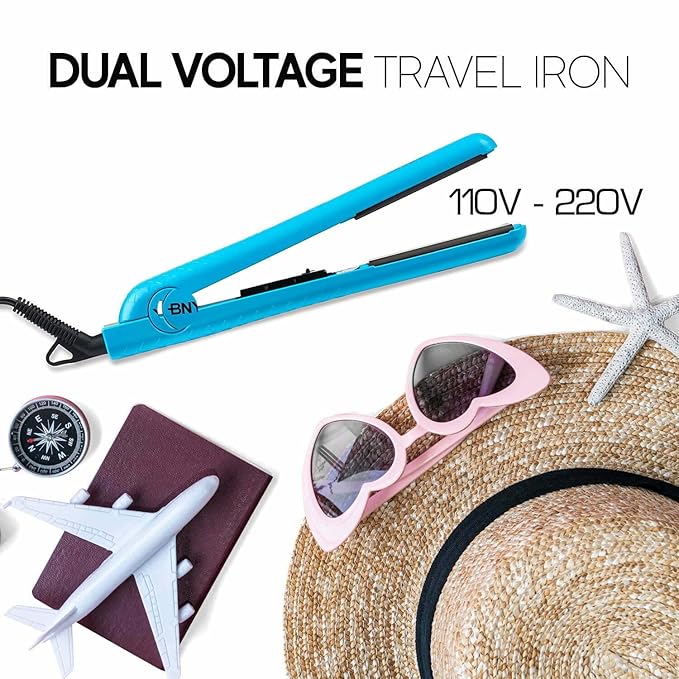 Brilliance New York - 1.25 Inch Diamond Ceramic Flat Iron - Frizz-Free and Anti-Static Ionic Plates - Dual Voltage Flat Iron for Travel