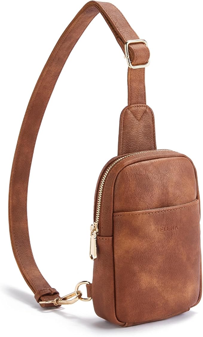 Telena Small Sling Bag for Women Leather Crossbody Fanny Packs Chest Bag for by Telena