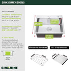 22 Inch Drop-In Kitchen Sink, SINKVINE 22" x 18" Stainless Steel Indoor and - Image 3
