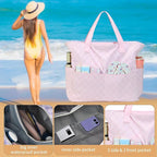 LEDAOU Beach Bag Waterproof Sandproof Women Tote Bag Pool Bag - Image 4