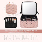 Travel Makeup Bag With 360° rotating LED Mirror, Waterproof cosmetic organizer - Image 3