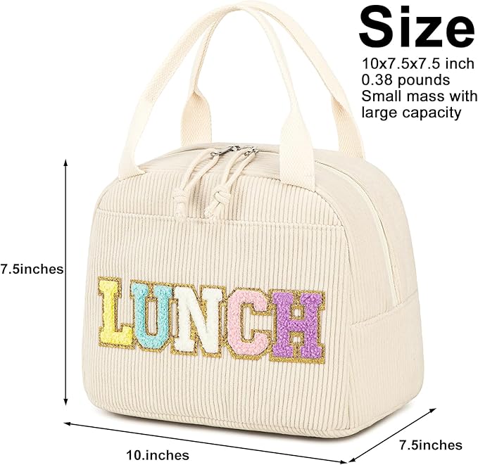 Bluboon Lunch Bag for Women Men Cute Corduroy Lunch Tote Bags Reusable - Image 6