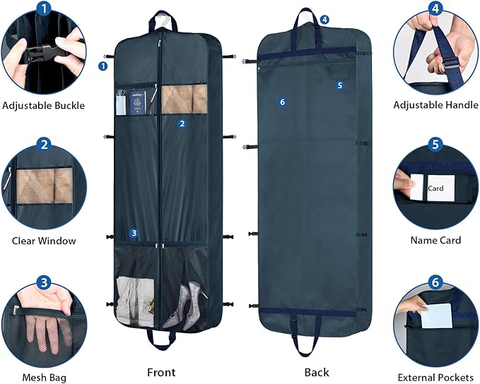 Zilink 60" Garment Bags for Travel Dress Travel Bag for Closet Storage Fur Coat - Image 6