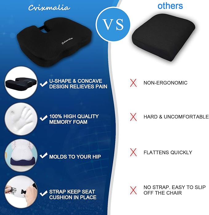 Seat Cushion Premium Memory Foam Non-Slip Coccyx Tailbone Cushion - Image 2