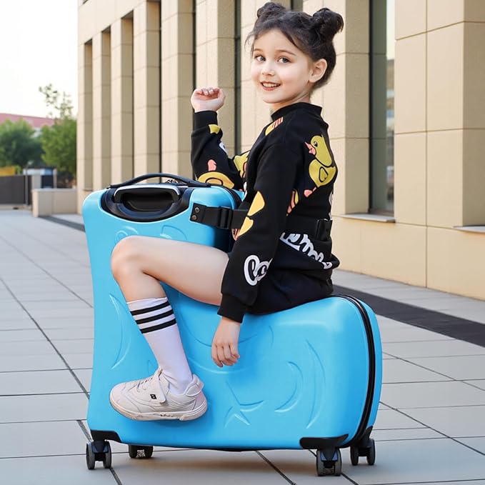 N-A Kids Ride On Suitcase with Wheels, Scooter Luggage - Image 7