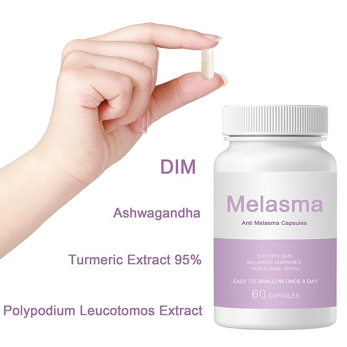 Melanina Anti-Melasma & Dark Kit, Anti-Melasma Capsules - with DIM, Turmeric Extract 95% for Women, Supports Even Skin Tone & Radiance 60 Capsules (2)