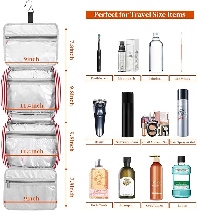 Hanging Travel Toiletry Bag, Large Capacity Cosmetic Travel Toiletry Organizer - Image 4