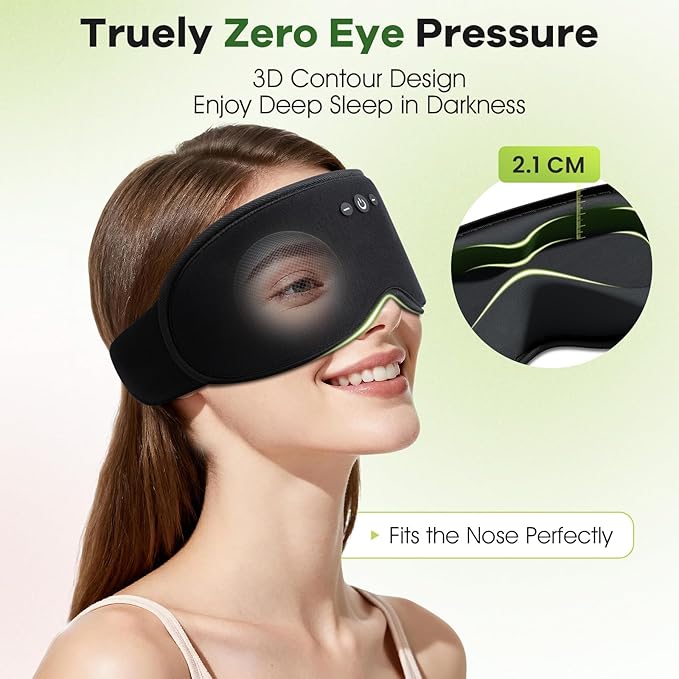 3D Sleep Headphones with Bluetooth 5.4 Sleep Mask, Bamboo Cotton Music Wireless - Image 3