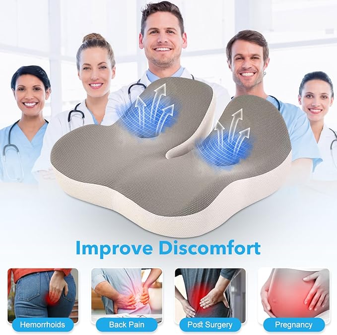 Seat Cushion, Office Chair Memory Cushion, Ergonomic Design, Relieve Sciatica - Image 8