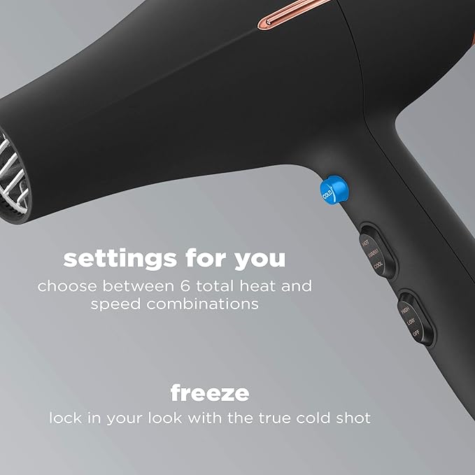 Infiniti PRO by CONAIR Hair Dryer,1875W Blow Dryer with Diffuser and Concentrator,Ceramic Technology,3 Heat & 2 Speed Settings,Cold Shot Button,Black,(Pack of 2)